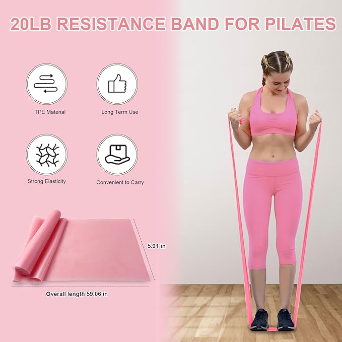 Pilates Ring Set 11 PCS, Magic Circle Yoga Ring, Pilates Ball, Adjustable Ankle Wrist Weights, Resistance Bands, Tape Measure, Pilates Kit Equipment Accessories for Women Home Workouts Yoga