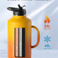 Trebo Half Gallon Water Bottle Insulated with Handle, 64 oz Double Wall Stainless Steel Metal Large Jug, Travel Flask with Straw Spout Lid, Mug Tumbler Cup with Carry Pouch, Keep Cold Hot, Orange