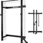 RitFit Multi-Functional Folding Squat Rack for Home Gym, 2.36'' x 2.36'' Wall Mounted Squat Rack with Attachments - Space Saving Squat Power Rack