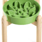 LE TAUCI Ceramic Slow Feeder Dog Bowls Elevated for Small and Medium Breed, Dog Bowls with Wooden Stand, 1.5 Cups Pet Dishes to Slow Down Eating, Anti-Gulping Pet Feeding Dishes, Clover Green