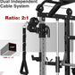 DONOW Smith Machine with Weight Stacks Power Cage Squat Rack Dual Cable Crossover Machine Home Gym Systems Station LAT Pull Down