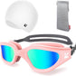 ZIONOR G1 Lite Swim Goggles with Swim Cap Comfortable Anti-fog Swimming Goggles Cap Set for Adult Men Women
