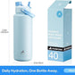 40 oz Insulated Water Bottle with 2-in-1 Straw and Spout Lid, Keep Cold 24H, Leak-Proof, BPA-Free, Double Wall Stainless Steel Water Bottle for Sports, Gym, Travel, and School (Sea Breeze)