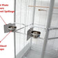 64" Extra Large Corner Bird Flight Breeding Wrought Iron Rolling Parrot Cage Side Solid Metal Plate Feed Doors Pull Out Removable Grate and Tray with Around Metal Seed Guard