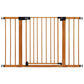 BABELIO 29-48" Metal Baby Gate with Brown Wood Pattern, Auto Close Dog Gate for The House, Stairs and Doorways, Pressure Mounted Pet Gate with Door, Safety Gate for Child and Pets