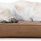 Furhaven Cooling Gel Dog Bed for Large Dogs w/ Removable Bolsters & Washable Cover, For Dogs Up to 95 lbs - Quilted Sofa - Toasted Brown, Jumbo/XL