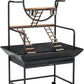 Bird Playstand, 66'' H Inch Birdcage Stand Activity Play Center with Perches and Ladders, Removable Tray, Indoor Outdoor Playground for Parakeet,Cockatiels Conures Parrots, Lockable Caster,Black