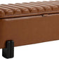 Kmax 45" Storage Bench PU Leather Entryway Bench Upholstered Ottoman Bench with Wavy Top & Safty Hinge for Bedroom Living Room Hallway, Brown