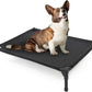 Elevated Dog Bed for Medium Dogs, Raised Dog Cot Beds Fits Up to 150 LBs, Heavy Duty Pet Cots with Durable Supportive Teslin Recyclable Washable Mesh, Indoor & Outdoor Dog Bed, Black
