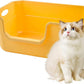 Large Low Entry Litter Box with High Sides,Plastic Cat Litter Pan Open Top Anti-Splashing Kitten Litter Box,Yellow Low Entrance Cat Toilet Easy to Clean