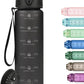 32oz Motivational Water Bottles with Time Marker & Fruit Strainer, Transparent Gradient Color Water Bottle with Times to Drink, Leakproof & BPA Free, Reusable Bottle with Strap (No Straw)