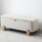 Kmax 45" Storage Bench Linen Entryway Bench Upholstered Ottoman Bench with Wavy Top & Safty Hinge for Bedroom Living Room Hallway, Beige