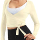 Women Tie Front Shrug Long Sleeve Bolero Cardigan Lightweight Casual Tops