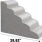 MEWANG Dog Stairs for Small & Medium Dogs and Old Cats –3/4/ 5 Steps High-Density Foam Pet Ramp for Bed & Couch, Non-Slip, Washable Cover, Grey (Round Corner, 5 Steps: 29.92''×22.83''×15.75'', 2)