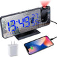 Projection Digital Alarm Clock for Bedrooms,Alarm Clock Radio on Ceiling, USB Charger Port, Temperature & Humidity Display, 7.3” Large Mirror LED Display,12/24H,Snooze,Dual Loud Clock- 4 Dimmer