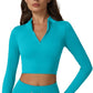 QINSEN Workout Sets for Women 2 Piece Seamless Long Sleeve Crop Tops Ribbed High Waist Leggings