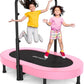 ANCHEER 56" Double Mini Trampoline for Kids, Mini Rebounder with 5-Level Adjustable Handle, Parent-Child Trampoline for Kids, Max Load 220lbs, Fun for Indoor/Outdoor