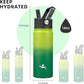 18 oz Insulated Water Bottle Stainless Steel Sport Bottles with 3 Lids,Bamboo Grove