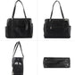 Fashion Dog Carrier Purse, Premium Leather Cat Carrier Bag, Airline Approved Soft Sided Pet Travel Tote Bag with Pockets Black