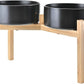 SPUNKYJUNKY Elevated Dog Bowls Ceramic, 8.3'' Dogs Food Water Bowls Raised with Non-Slip Bamboo Stand for Large Sized Breed Microwave Dishwasher Safe - 60 OZ,Black