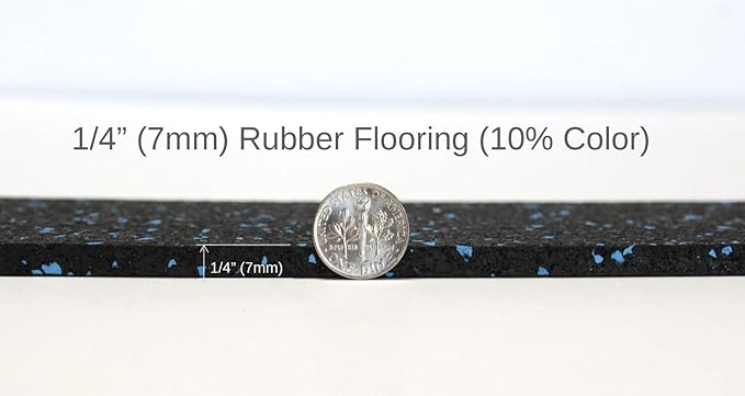 American Floor Mats 1/4in (7mm) Thick 10% Grey 4' x 10' Heavy Duty Rubber Rolls, Protective Exercise Mats, Home Gym Rubber Flooring
