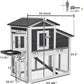 Bunny Cage Premium Rabbit Hutch with Leak-Proof Roof, 2-Story Bunny House for Guinea Pigs & Hamster,Wooden Chicken House with Deep Pull-Out Tray, Waterproof Chicken Coop for Outside (Grey)