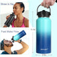 Water Bottle Insulated 32oz 40oz 64oz 128oz Straw Lid Spout Lid & 3 Lids, Leak Proof, Vacuum Insulated,Stainless Steel Water Bottle Wide Mouth for Sports, Gym or Office