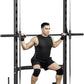 Soozier Squat Rack with Pull-Up Bar, Adjustable Power Rack with Barbell Bar, Multi-Functional Bench Press Rack for Home Gym Strength Training