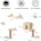 FUKUMARU Cat Wall Shelves, 5-Piece Stable Wooden Wall-Mounted Furniture Set, Kitty Climber with Hammock, House, Steps, Scratching Post (Beige)