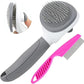 Cat Brushes for Indoor Cats, Dog Brush for Shedding with Metal Cat Comb, Self Cleaning Pet Hair Brush with Release Button for Grooming Kitten(Dark Grey)