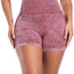 CHRLEISURE Women's 4 Packs Workout Gym Shorts, High Waisted Butt Lifting Scrunch Butt Seamless Booty Shorts