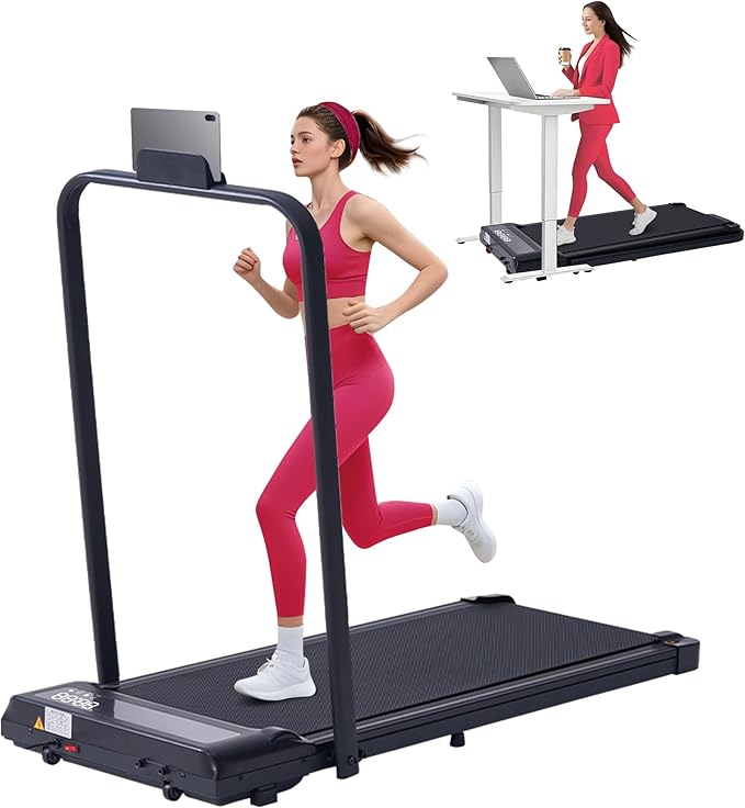 Compact Walking Pad with Handle Bar, 3.0HP Portable Walking Pads Treadmills with Handles for Home Small, 0.6-6.2MPH Compact Home Small Treadmills for Small Spaces, 320LBS