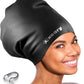 Keary Extra Large Swim Cap for Braids and Dreadlocks Extensions Weaves Long Hair, Waterproof Silicone Cover Ear Bath Pool Shower Swimming Cap for Adult Youth to Keep Hair Dry, Easy to Put On and Off