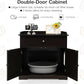 PETSITE Cat Litter Box Enclosure, Large Cat Washroom End Table with Drawer & 2 Doors, Wooden Cat House Storage Cabinet, Hidden Litter Box Furniture, Brown