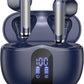 Wireless Earbuds, 2025 Bluetooth 5.4 Bass Stereo Headphones with 4 ENC Mic, 50H Playback Ear Buds with Charging Case LED Display,Sport Earphones IPX7 Waterproof for Phone, Android, Pad, Blue