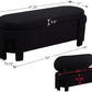 Modern Upholstered Storage Bench, Sherpa Fabric 50" Long Entryway Bench with Storage and Seating, Comfy Cute Ottoman Bench for Living Room/End of Bed/Hallway, Black
