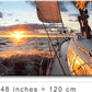 Yacht Sailing in Sea at Sunset Scenery Canvas Wall Art for Living Room Bathroom,Close-up View of Deck Mast Sails Picture Print Artwork Painting Decor,Epic Seascape Scenic Landscape,Inner Frame 24x48