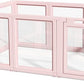 DIY Clear Acrylic Dog Playpen House,Quick Easy Assembly and Disassembly,Strong Floor Suction,Indoor and Outdoor Use,Easy Cleansing Puppy Fence (Skin Pink, 30.3" H, 10PCS)