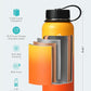 BUZIO 32oz Insulated Water Bottle, Triple Wall Vacuum Stainless Steel Water Flask with Straw Lid, BPA-Free Leakproof Sports Canteen for Sports Hiking, Cold 48H & Hot 24H- Yellow Orange