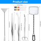 Luxiv Aquarium Aquascape Tools Kit, 6 in 1 A Aquatic Plant Aquascaping Tool Stainless Steel Tweezers Scissors Spatula for Aquarium Tank Clean Aquascape Tools with Fishing Net, 80P PH Paper
