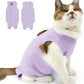 Cat Recovery Suit, Surgical Recovery Clothes for Abdominal Wound or Skin Disease, Cats Onesie After Surgery and Spay, E-Collar Alternative Pajama Suit (Purple, Large)