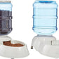 Amazon Basics Automatic Dog Cat Water Dispenser Gravity Feeder and Waterer Set, Large, 12-Pound Food Capacity, 2.5-Gallon, Gray