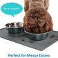 MIGHTY MONKEY 100% Waterproof Dog Food Mat, Raised Edges Silicone Pet Feeding Placemat for Cat, Dogs, Pet Bowls, High Lipped Tray Prevents Water Spills, Food on Floor, Dishwasher Safe, 18x12, Gray