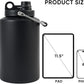 Kerilyn Insulated Jug with Handle, One Gallon, 128oz Stainless Steel, Large Double Vacuum Water Bottle for Hot & Cold Drinks, Wide Mouth, Sweat Proof, Great for Travel, Hiking & Camping, Black