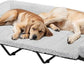 Veehoo Cooling Elevated Dog Bed Add Removable Deluxe Rose Plush Bolster Cushion Mat, 59" x 37" Washable Dog Couch Bed, Raised Pet Cot with Breathable Teslin Mesh, No-Slip Feet, Grey, CWC2439B