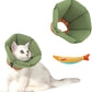 Cat Cone Collar - Soft Waterproof Elizabethan for Cats, Cute Green Flower Anti-Lick Recovery Collar, Adjustable Healing Collar for Wound Care & Surgery with a pet Toy Fish，S