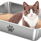 Stainless Steel Cat Litter Box,Metal Kitten Litter Pan, High Side Cats Toilet Indoor Litter Tray Pet Toilet Supplies for Cats, Kitty,Rabbits, Easy Clean, Non Stick Litter Box, No Smell