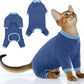 PUMYPOREITY Cat Recovery Suit, Stops Wound Licking After Surgery, Sticky Hair Shirt with Sticky Fabric, Cat Pajamas Prevents Over-Grooming, Blue, XS
