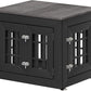 26" Heavy Duty Dog Crate Furniture for Small,Medium and Large Dogs,Rustic Wooden Dog Cage Kennel Indoor Furniture with Waterproof Top,Decorative Pet House Side End Table (Black & Grey)