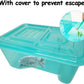 Fhiny Turtle Tank with Lid, Plastic Reptile Terrarium Turtle Breeding Box with Basking Platform Tortoise Aquarium for Crayfish Hermit Crabs Geckos Lizards Habitat Prevent Escaping (Medium)